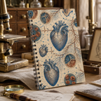 Human Heart Anatomy Archive dotted notebook displayed in a museum study