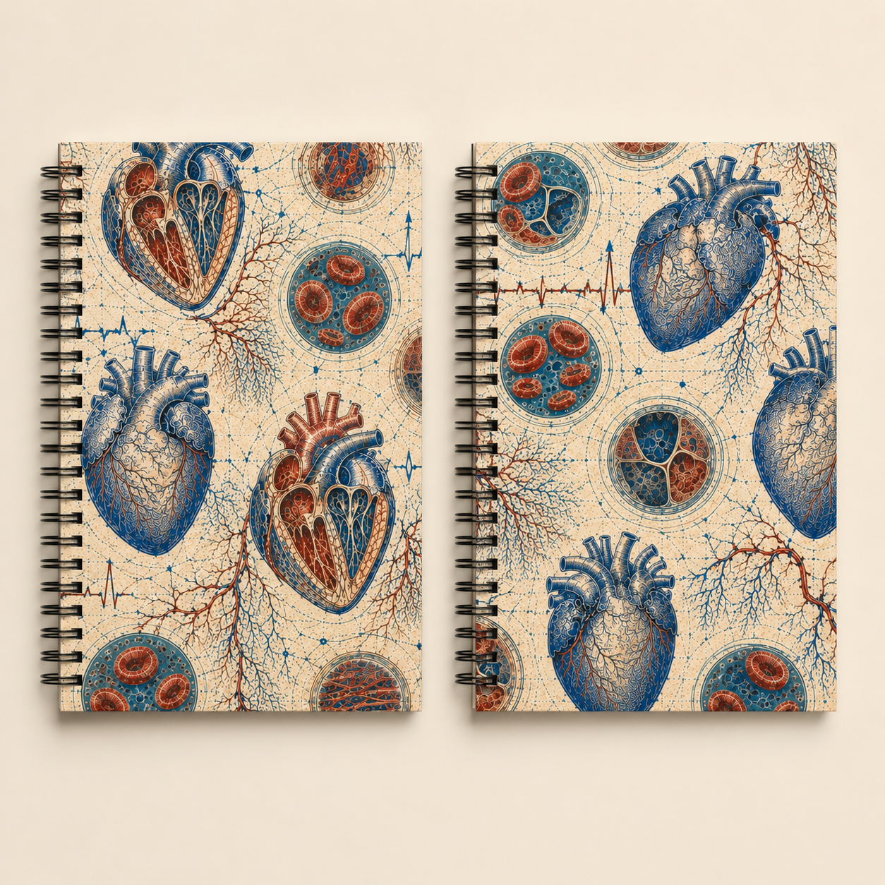 Front and coordinated back covers of the Human Heart Anatomy Archive dotted notebook
