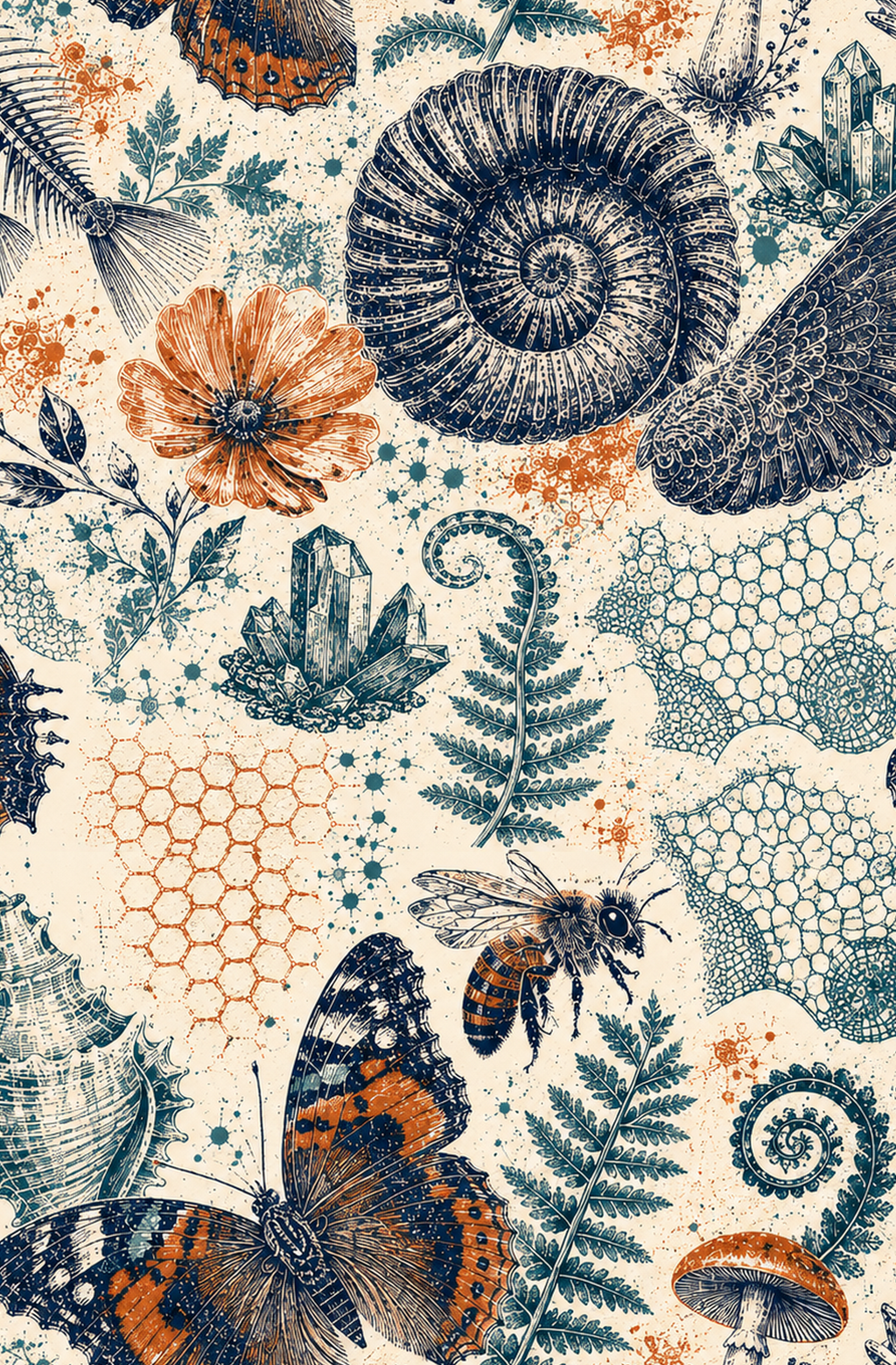 The Natural World Archive dotted notebook exact coordinated back-cover artwork with natural-history specimens