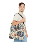 Natural World Archive black-handle tote with butterflies, fossils, shells, flowers, and crystals, product view 11 of 12