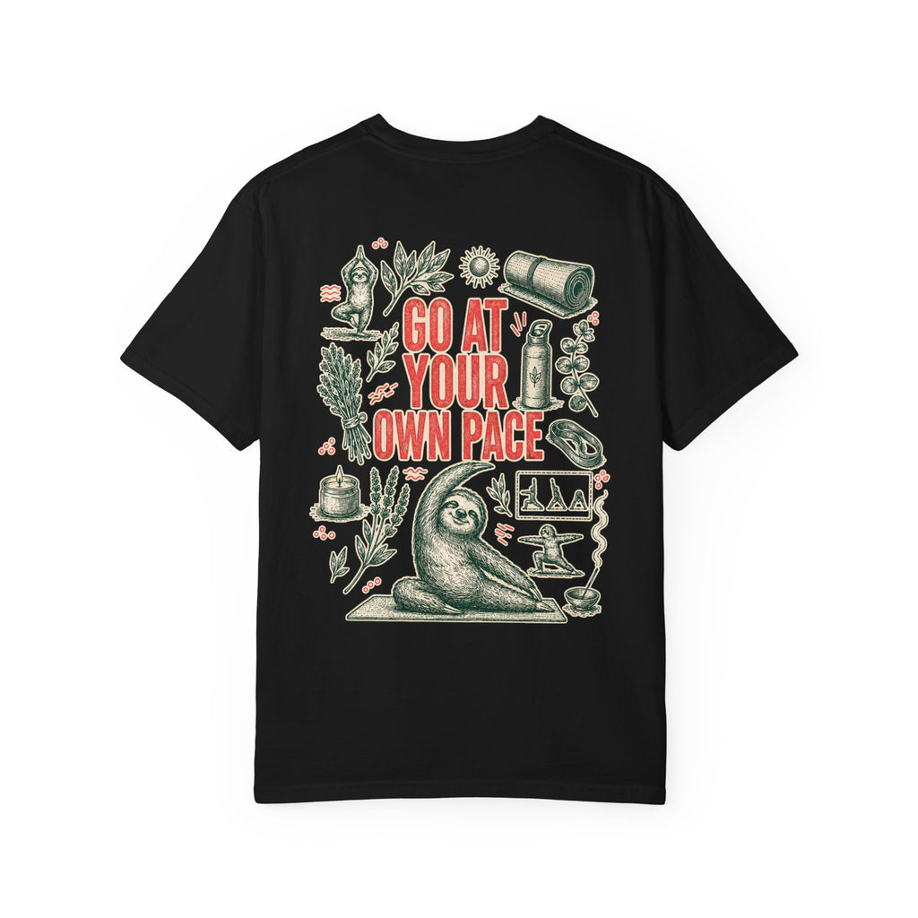 Go at Your Own Pace Yoga Sloth Comfort Colors Tee