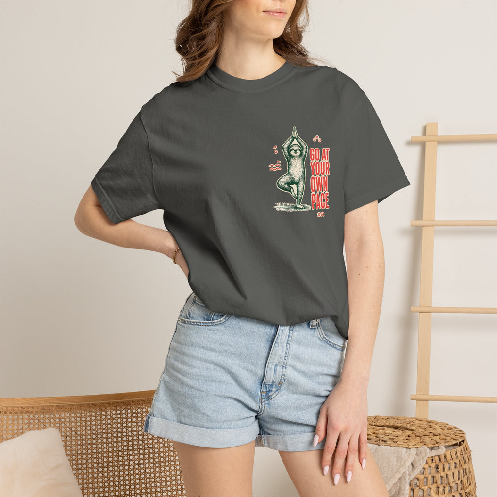 Go at Your Own Pace Yoga Sloth Comfort Colors Tee