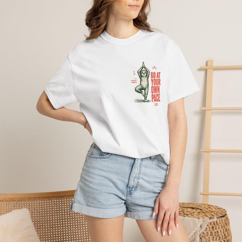 Go at Your Own Pace Yoga Sloth Comfort Colors Tee