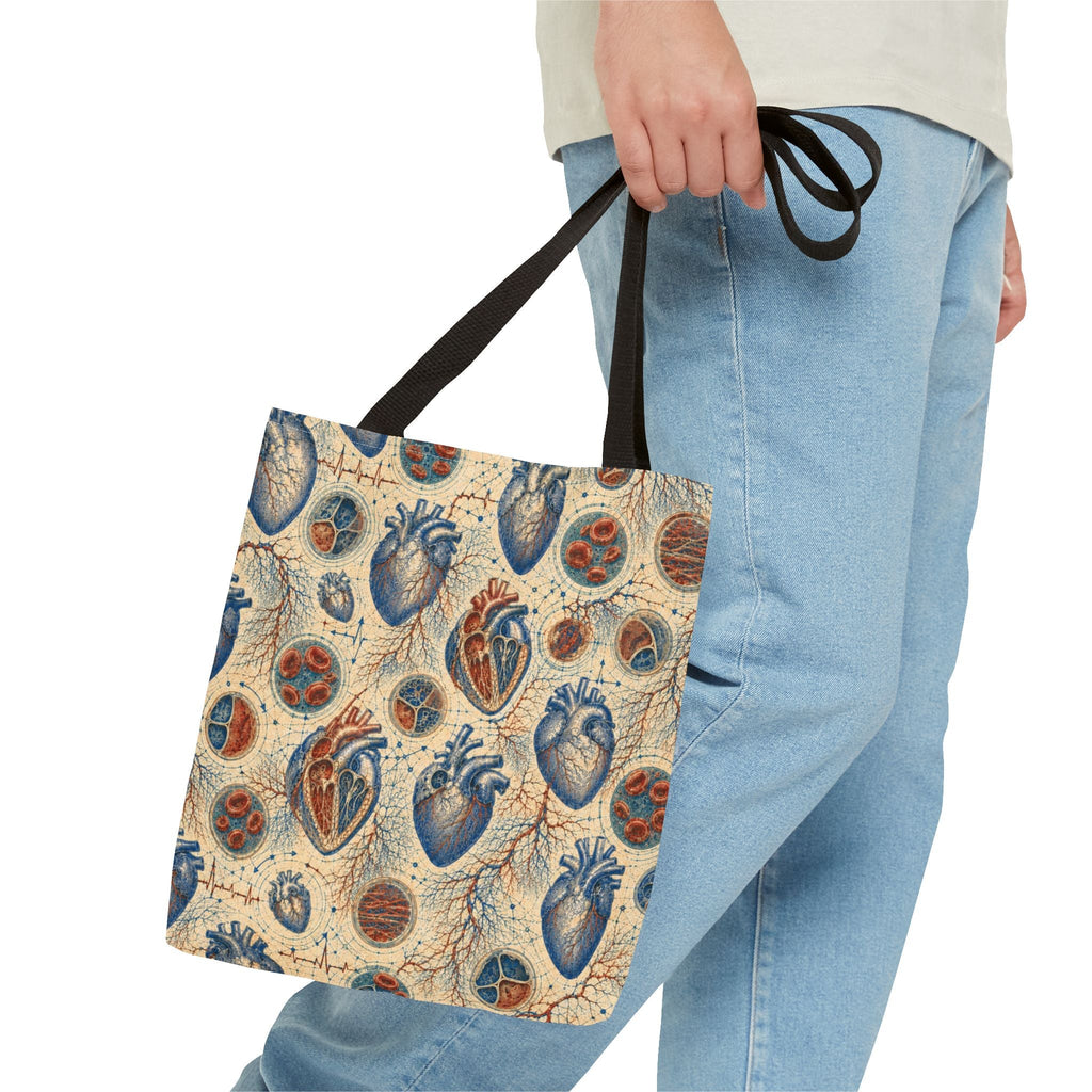 Human heart anatomy archive tote carried at full scale