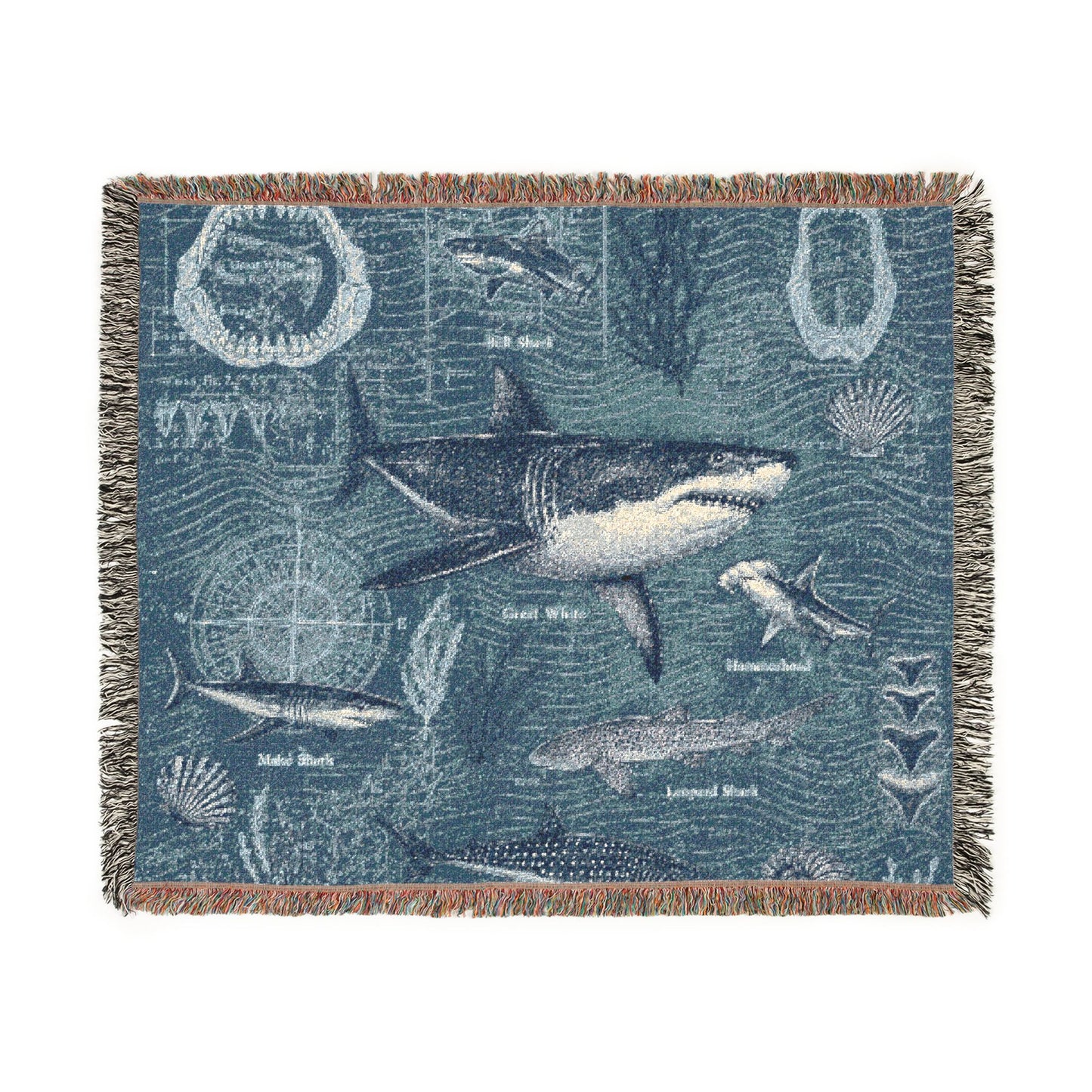 Sharks of the Deep Woven Throw Blanket