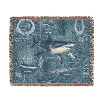 Sharks of the Deep Woven Throw Blanket