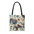 Natural World Archive black-handle tote with butterflies, fossils, shells, flowers, and crystals, product view 7 of 12