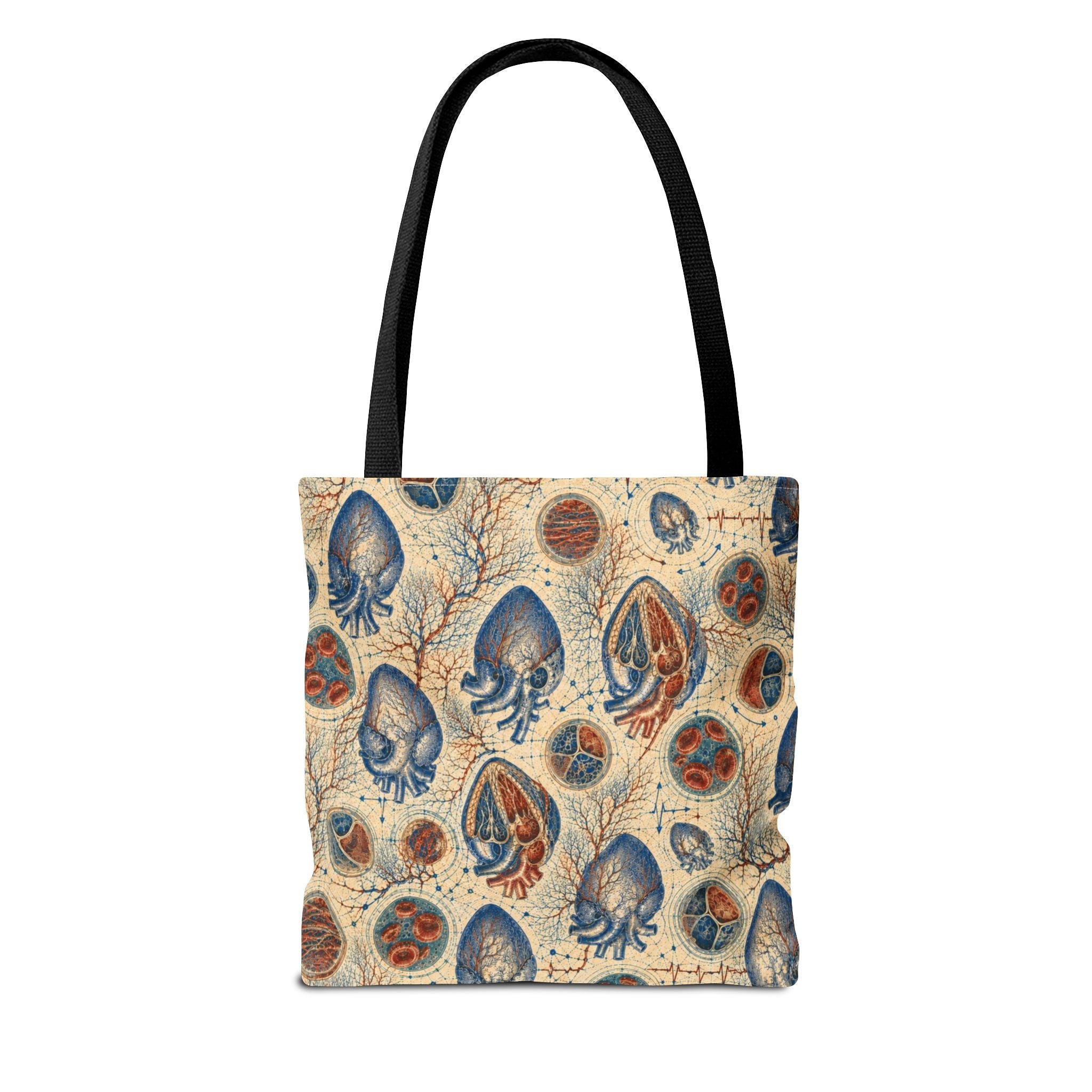 Reverse view of the human heart anatomy archive all-over-print tote