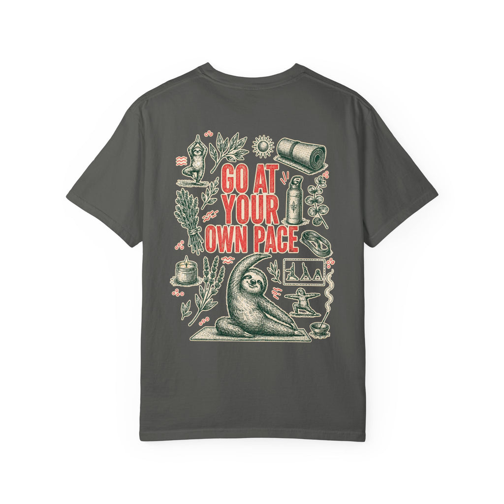 Go at Your Own Pace Yoga Sloth Comfort Colors Tee