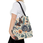 Natural World Archive black-handle tote with butterflies, fossils, shells, flowers, and crystals, product view 9 of 12