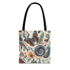 Natural World Archive black-handle tote with butterflies, fossils, shells, flowers, and crystals, product view 1 of 12
