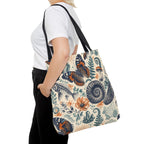 Natural World Archive black-handle tote with butterflies, fossils, shells, flowers, and crystals, product view 12 of 12