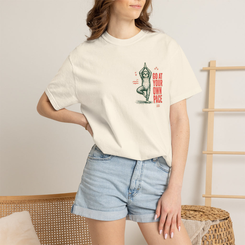 Go at Your Own Pace Yoga Sloth Comfort Colors Tee