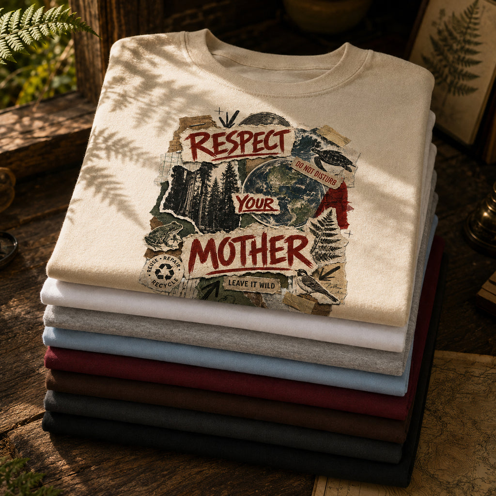 Respect Your Mother tee folded in all eight offered colors