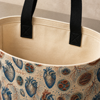 Plain unprinted tote interior with reinforcement stitching located inside