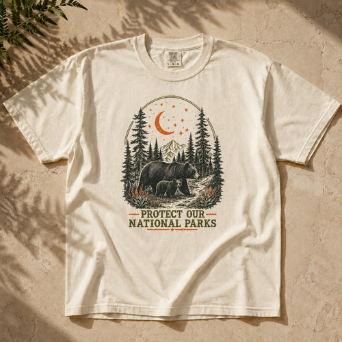 Moonlit Bear national parks tee in Ivory, hero flat lay