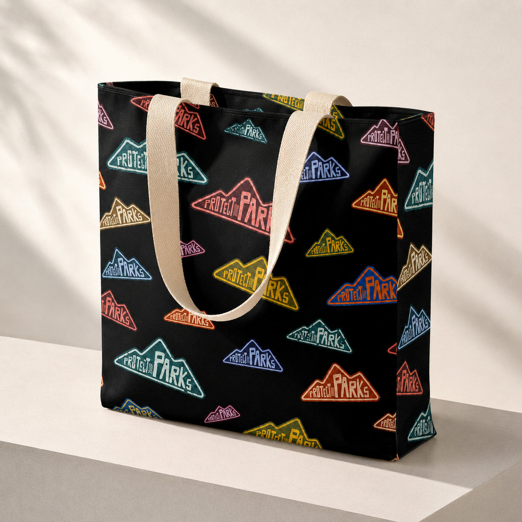 Protect Our Parks tote and notebook bundle — tote boxed gusset capacity