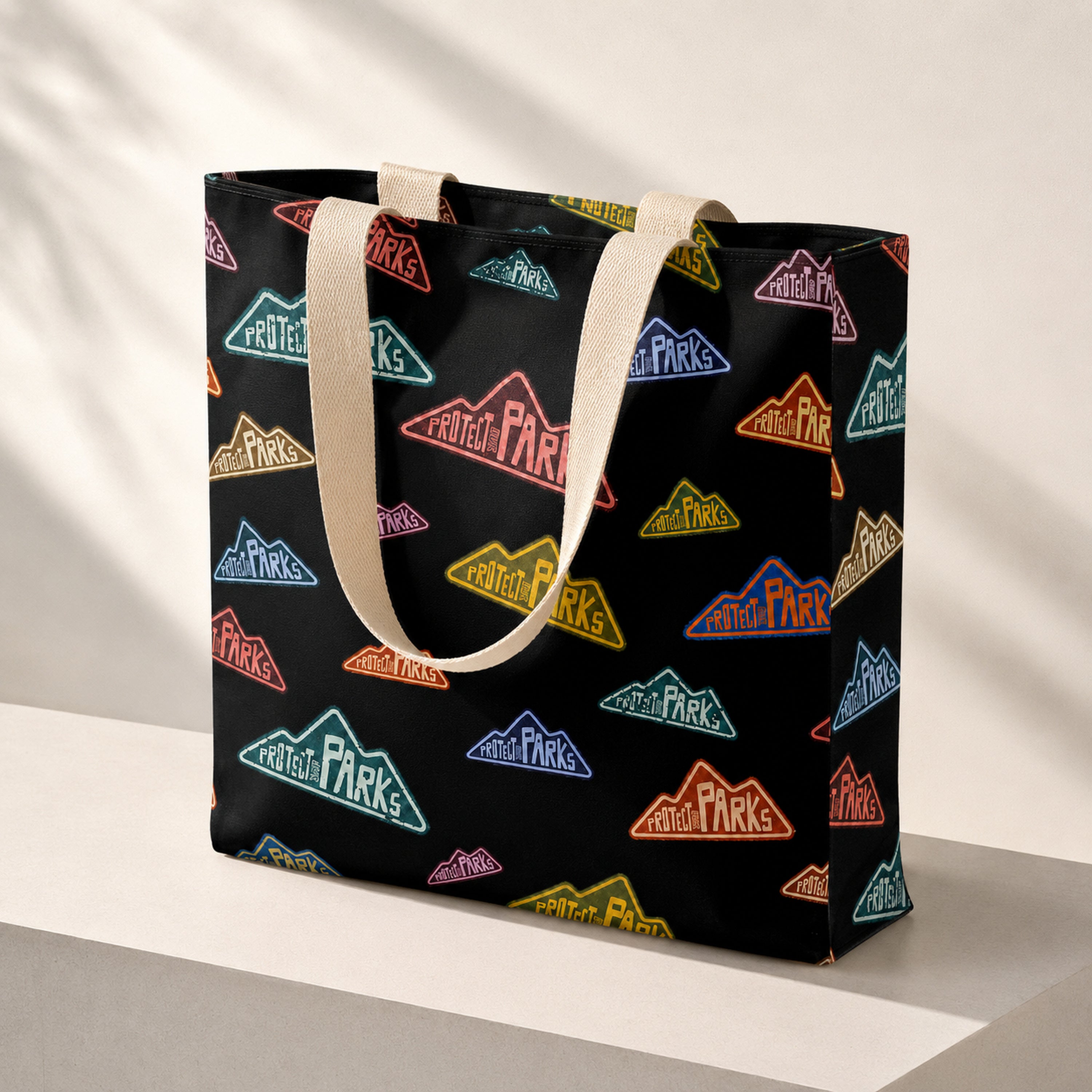Protect Our Parks tote and notebook bundle — tote boxed gusset capacity