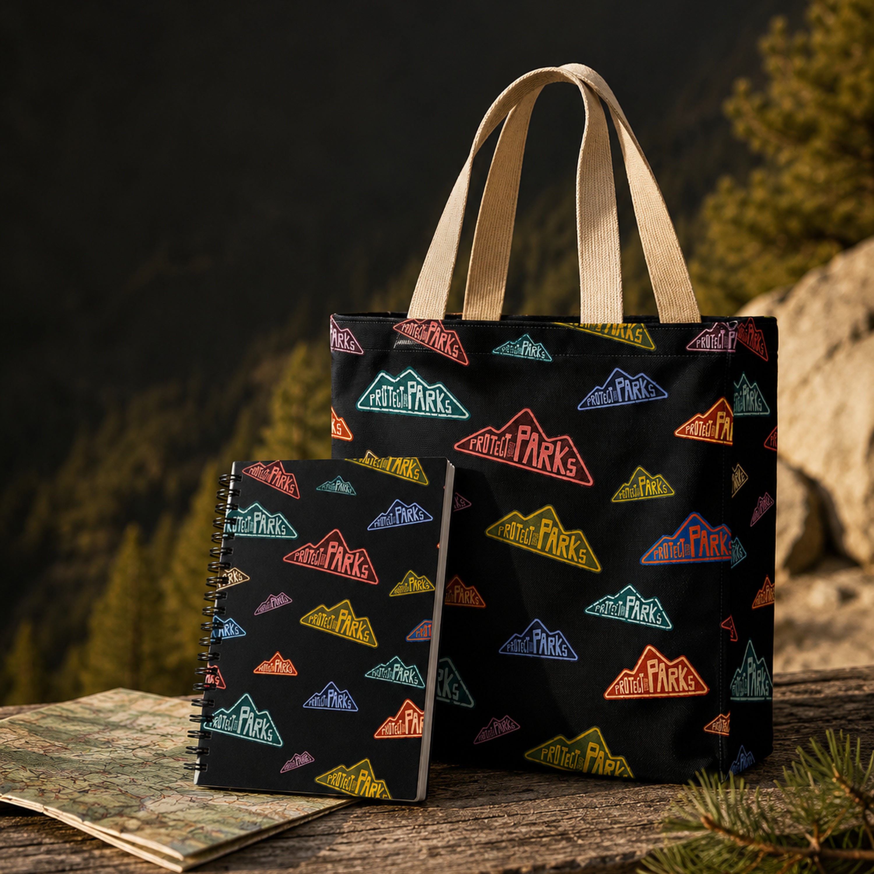 Protect Our Parks tote and notebook bundle — trailhead bundle lifestyle