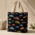 Protect Our Parks black all-over-print tote — beige handle hero