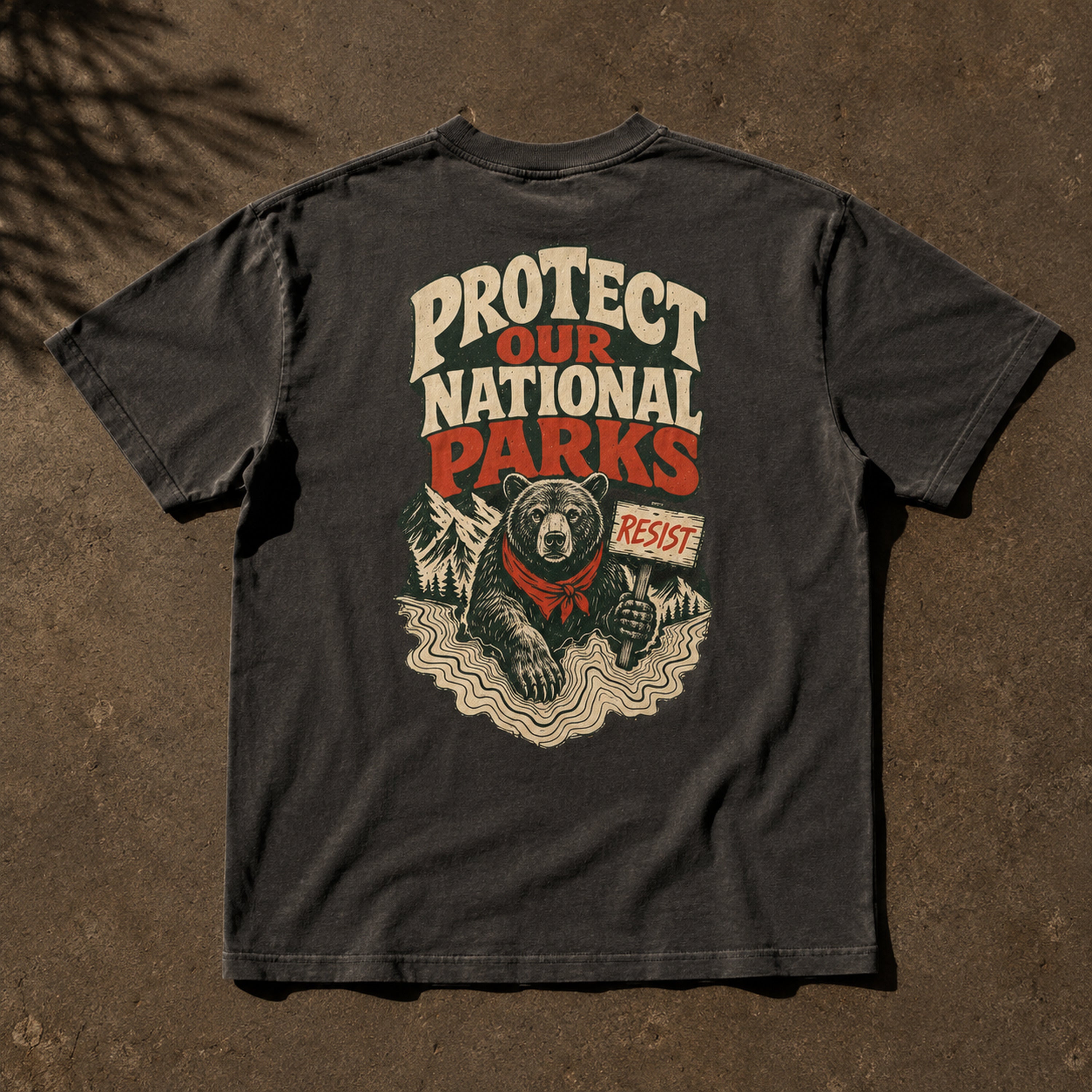 Resist Bear Protect Our National Parks Comfort Colors 1717 Pepper tee back print hero