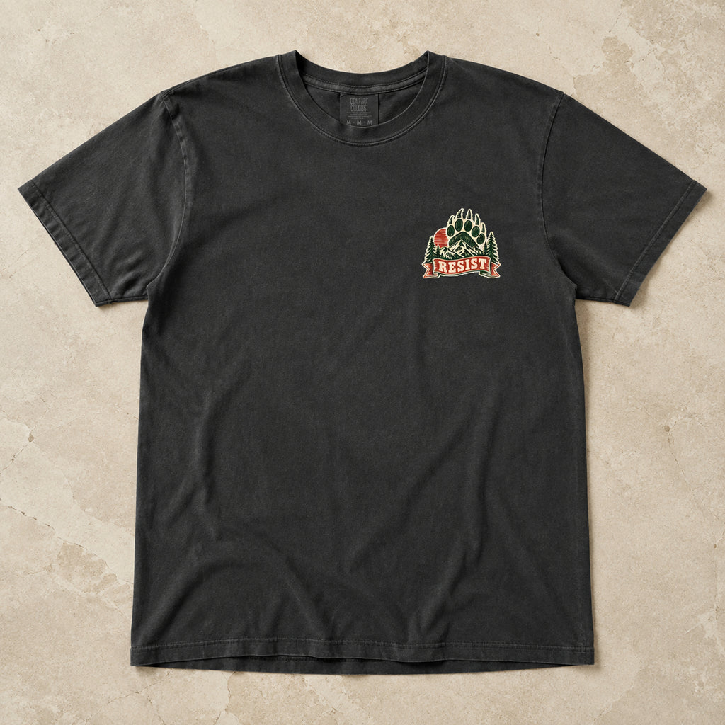 Resist Bear Comfort Colors 1717 Pepper tee small front chest print