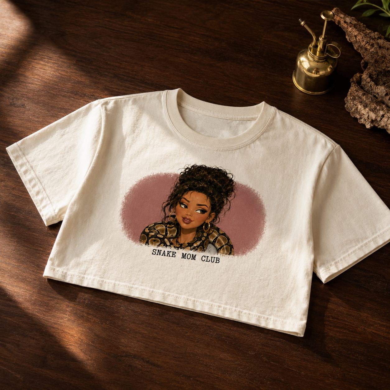 Snake Mom Club Design 1 ivory Comfort Colors 3023CL-style cropped boxy tee premium product hero