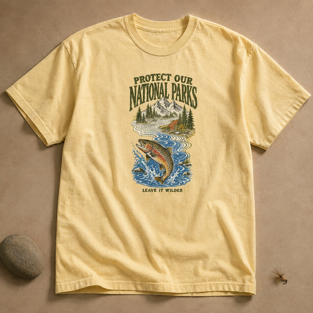 Wild Trout Protect Our National Parks Comfort Colors 1717 Butter tee clean hero
