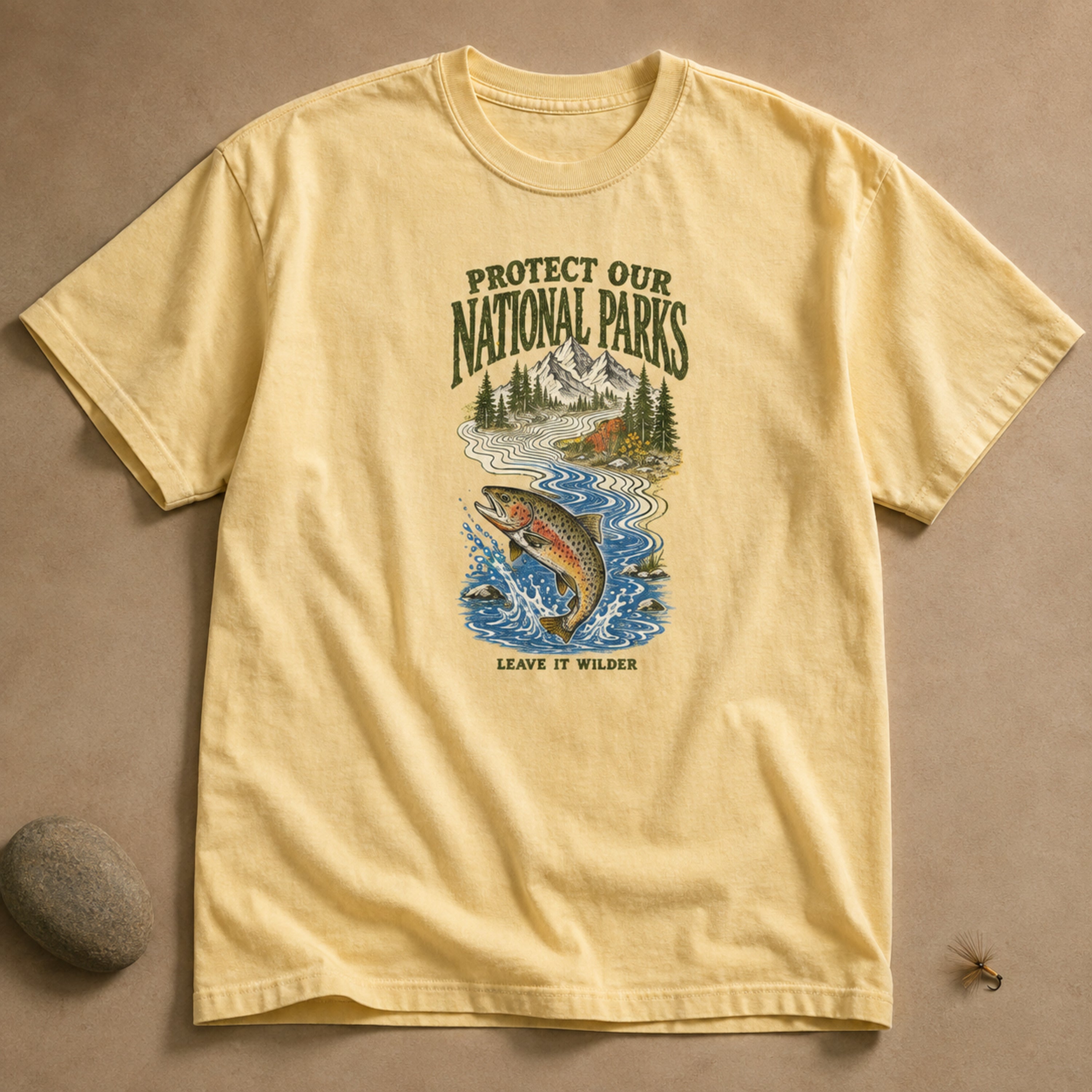 Wild Trout Protect Our National Parks Comfort Colors 1717 Butter tee clean hero